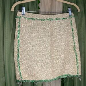 j crew pink and green boucle skirt
